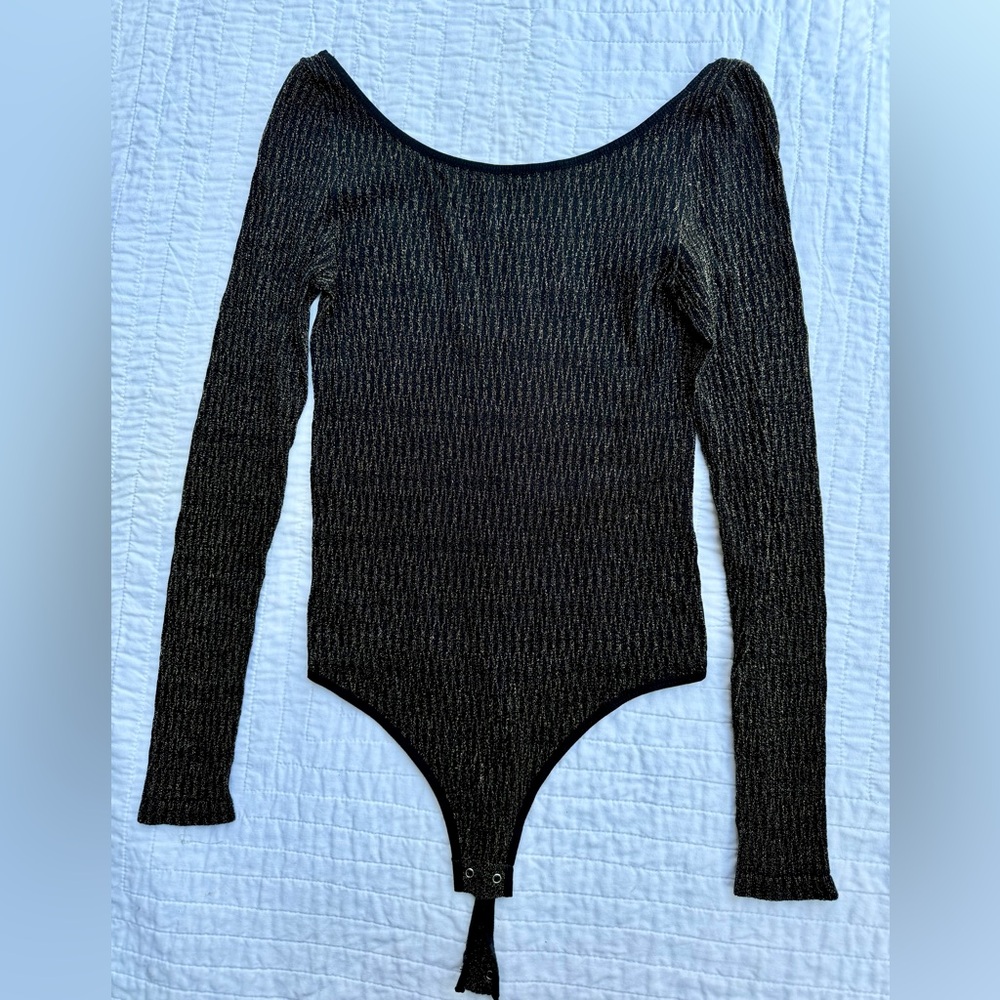 Free People black metallic bodysuit size s